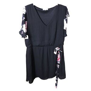 Maurices Black with floral print V neck Short sleeve‎ with ruffles